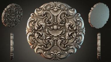 Round decor, rosettes Round panel with volutes and shells 3d model