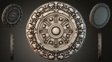 Round decor, rosettes Ceiling rose with leaves and spirals 3d model