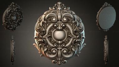 Round decor, rosettes Classic rosette with a central sphere and acanthus scrolls 3d model