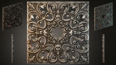Round decor, rosettes Panel with volutes and floral ornament 3d model