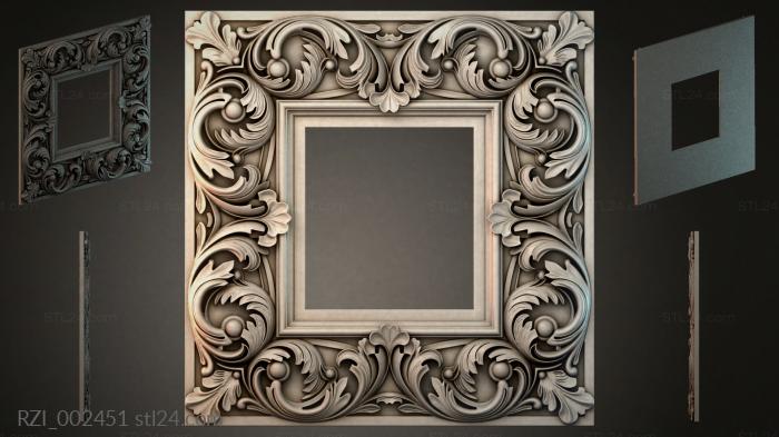 Square frame with scrolls and acanthus leaves 3d STL model