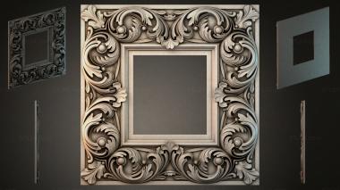 Round decor, rosettes Square frame with scrolls and acanthus leaves 3d model