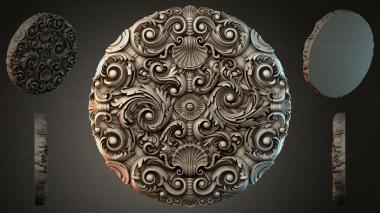 Round decor, rosettes Round rosette with volutes and shells 3d model