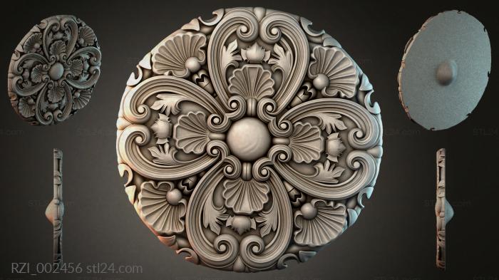 Round rosette with volutes and a ball 3d STL model