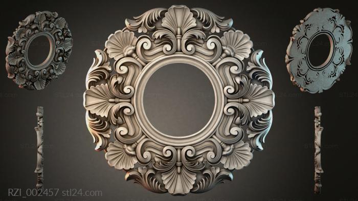Oval mirror with volutes and shells 3d STL model