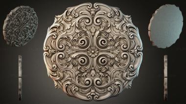 Round decor, rosettes Round carved rosette with volutes and a floral medallion 3d model
