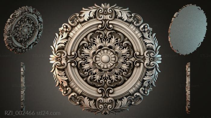 Classic ceiling medallion with leaves and spirals 3d STL model