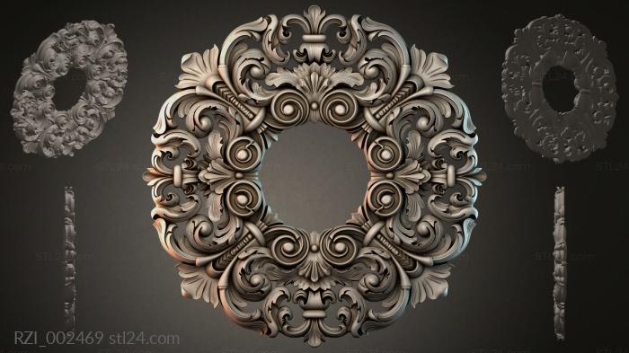 Square ornament with volutes and acanthus 3d STL model