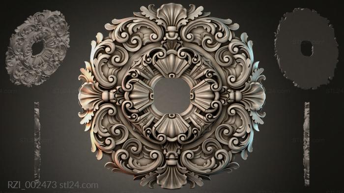 Ceiling rose with volutes and basins 3d STL model