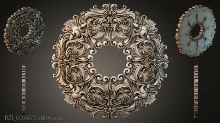 Ornamental frame with scrolls and acanthus for CNC 3d STL model