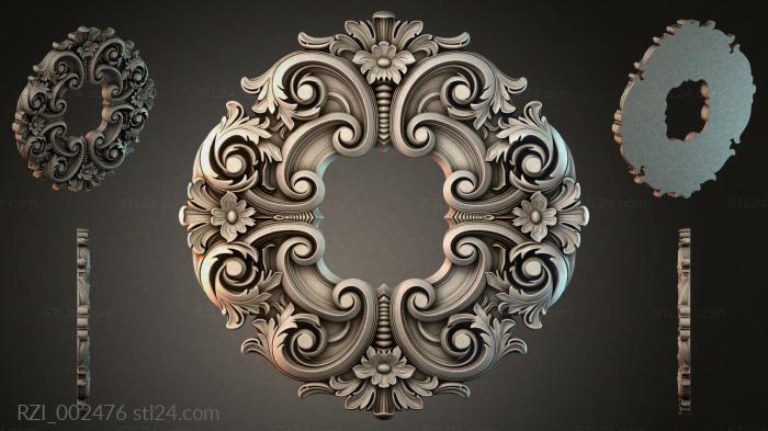 Baroque vignette with volutes and floral rosettes 3d STL model