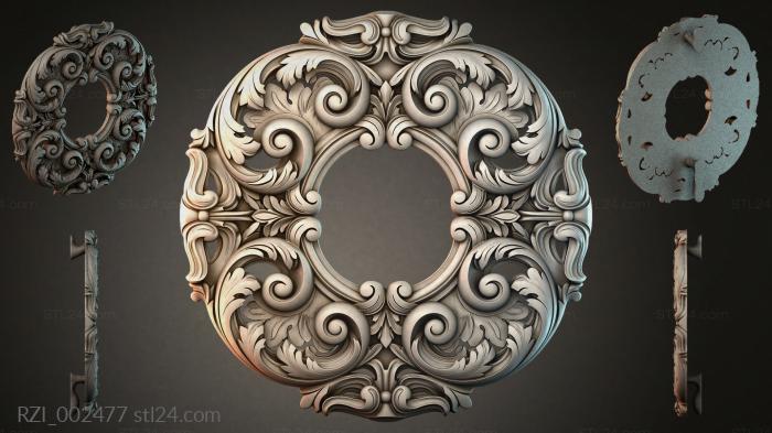Decorative rosette with curls and spirals 3d STL model