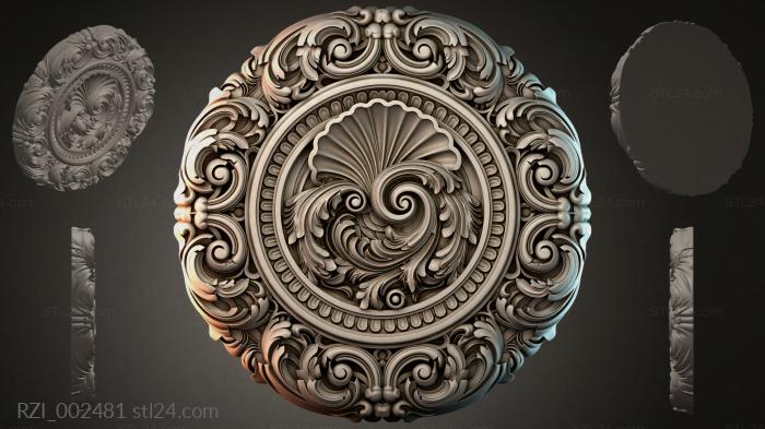Round rosette with volutes and a basin 3d STL model