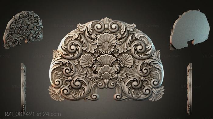 Cartouche with volutes and shells in rocaille style 3d STL model