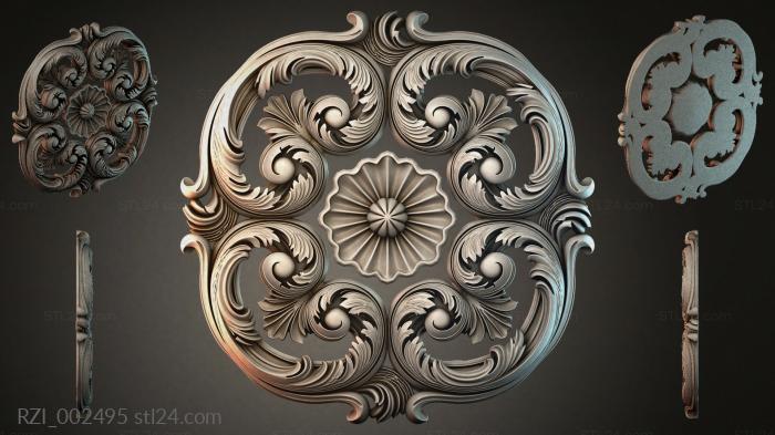 Cartouche with volutes and a shell for CNC 3d STL model