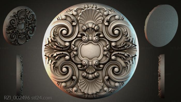 Round rosette with volutes and shells 3d STL model