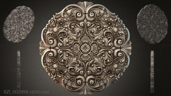 Carved medallion with volutes and floral motifs 3d STL model