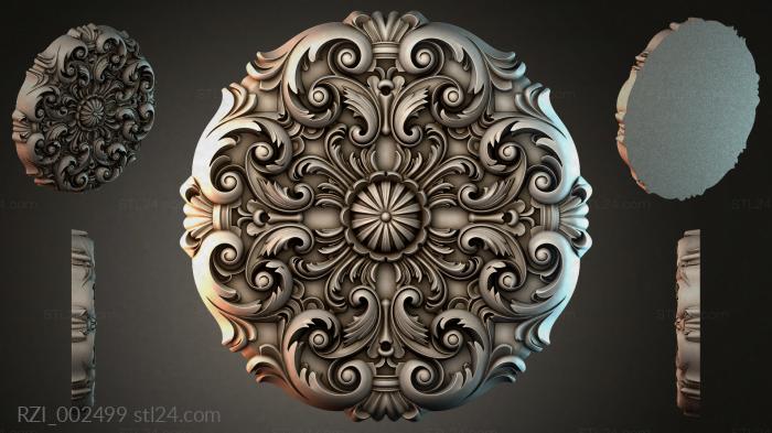 Spiral medallion with swirls and a central flower 3d STL model