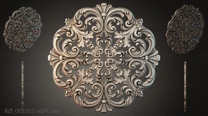 Carved panel with acanthus scrolls and floral motifs 3d STL model