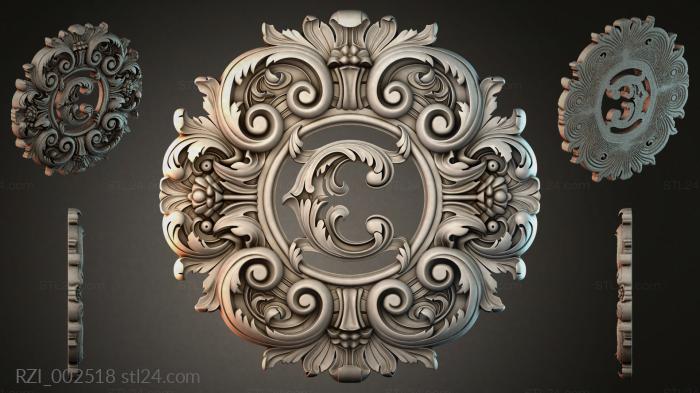 Cartouche with volutes and a central medallion 3d STL model