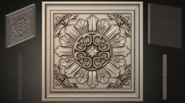 Round decor, rosettes Ceiling rose with central medallion and molded leaves 3d model