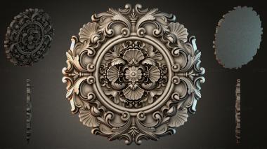 Round decor, rosettes Round rosette with volutes and a floral center 3d model