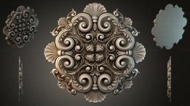 Round decor, rosettes Square ornament with swirls and shells 3d model