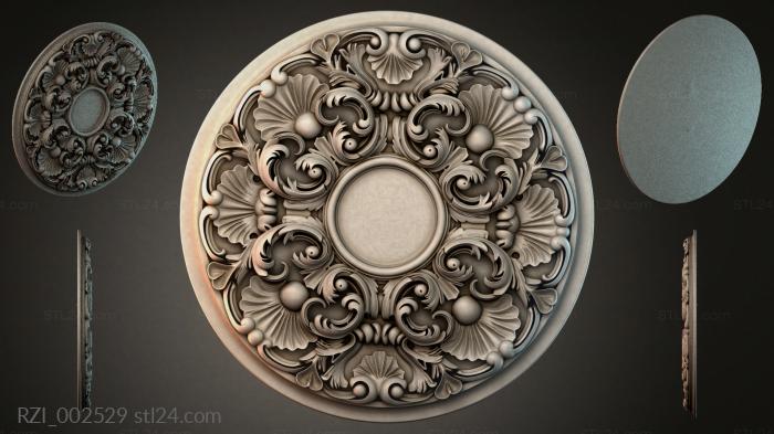 Round rosette with scrolls and shells 3d STL model