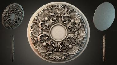 Round decor, rosettes Round rosette with scrolls and shells 3d model