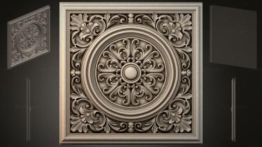 Round decor, rosettes Square ceiling rose with a round medallion and acanthus leaves 3d model