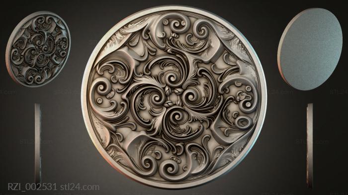 Round rosette with swirl pattern 3d STL model