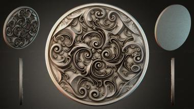 Round decor, rosettes Round rosette with swirl pattern 3d model