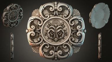 Round decor, rosettes Cartouche with volutes and a central medallion, classic 3d model