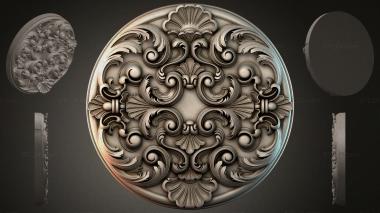 Round decor, rosettes Round rosette with scrolls and shells 3d model