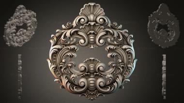 Round decor, rosettes Cartouche with scrolls and shell motifs 3d model