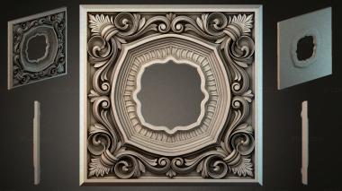 Round decor, rosettes Square panel with volutes and a central cartouche 3d model