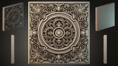 Round decor, rosettes Square panel with concentric medallions and acanthus scrolls 3d model