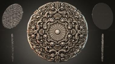 Round decor, rosettes Round carved rosette with acanthus and scrolls 3d model