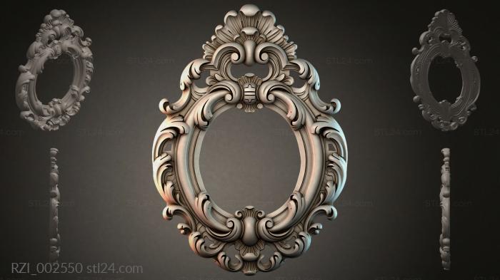 Round decor, rosettes (Oval frame with volutes and shell ornament, RZI_002550) 3D models for cnc