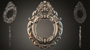 Round decor, rosettes Oval frame with volutes and shell ornament 3d model