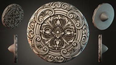 Round decor, rosettes Round relief medallion with climbing acanthus and a central flower 3d model