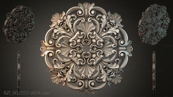 Ceiling rose with volutes and acanthus 3d STL model