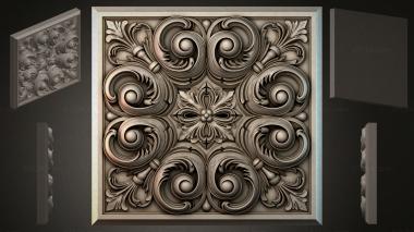 Round decor, rosettes Panel with volutes and a central flower 3d model