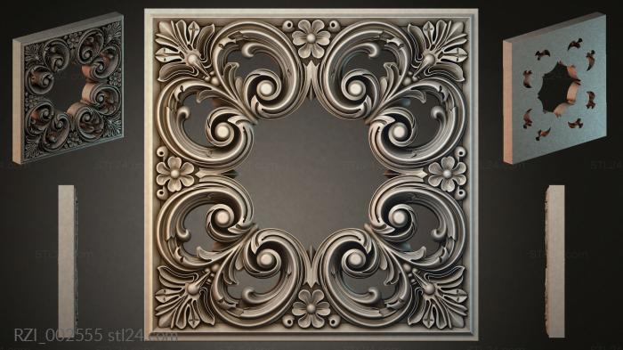 Panel with volutes and floral motifs 3d STL model