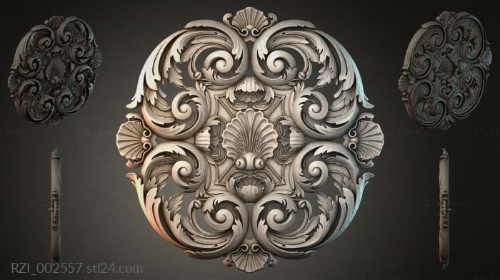 Cartouche with scrolls and shells in Rocaille style 3d STL model