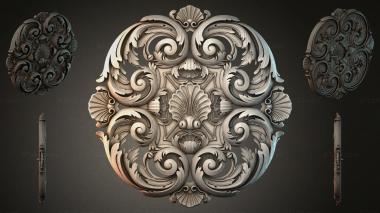 Round decor, rosettes Cartouche with scrolls and shells in Rocaille style 3d model