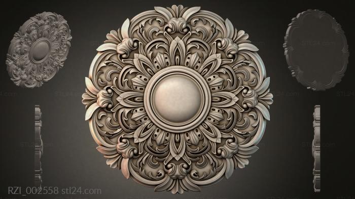 Carved medallion with acanthus and a central sphere 3d STL model