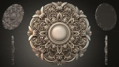 Round decor, rosettes Carved medallion with acanthus and a central sphere 3d model