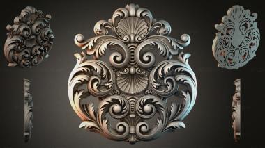 Round decor, rosettes Baroque rosette with scrolls and shell 3d model