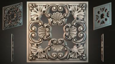 Round decor, rosettes Panel with volutes and sinks 3d model